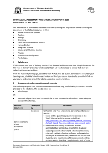 CURRICULUM, ASSESSMENT AND MODERATION UPDATE 2016