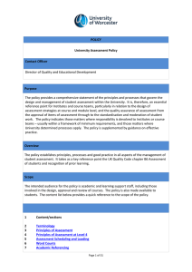 Assessment Policy - University Of Worcester
