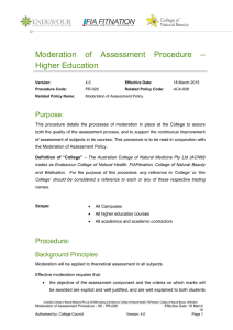 Moderation of Assessment Procedure – Higher Education