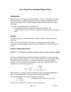 Lab 4 Band Pass and Band Reject Filters