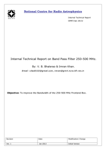 Internal Technical Report on Band Pass Filter 250-500 MHz