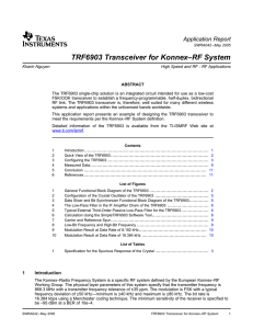 TRF6903 Transceiver for KONNEX - RF System