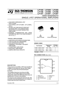 WIDE BANDWIDTH SINGLE J-FET OPERATIONAL AMPLIFIERS