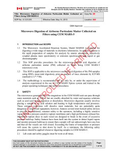 Microwave Digestion of Airborne Particulate Matter Collected on