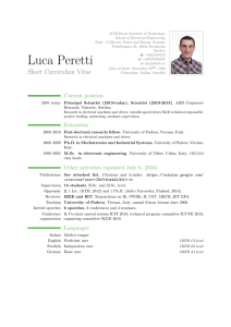 Luca Peretti – Short Curriculum Vitae