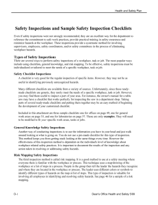 Safety Inspections and Sample Safety Inspection Checklists