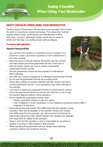 Safety Checklist Safety Checklist When Using Your Brushcutter