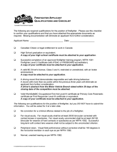 FIREFIGHTER APPLICANT QUALIFICATIONS AND CHECKLIST
