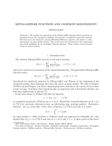 MITTAG-LEFFLER FUNCTIONS AND COMPLETE MONOTONICITY