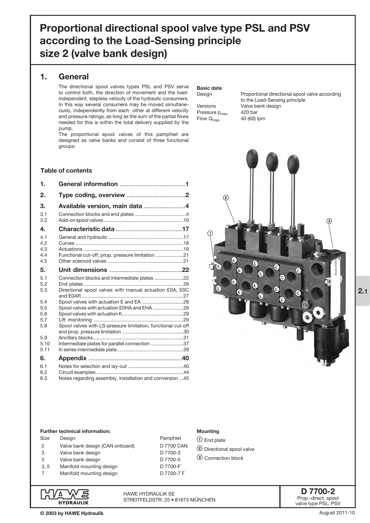 Proportional Directional Spool Valve Type Psl 