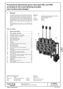 Proportional directional spool valve type PSL and PSV according to