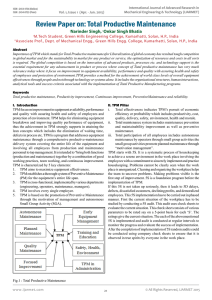 Review Paper on: Total Productive Maintenance