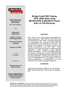 Bridge Code PQR Testing HPS 100W using Mil800