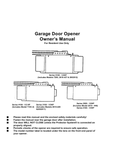 Garage Door Opener Owner`s Manual