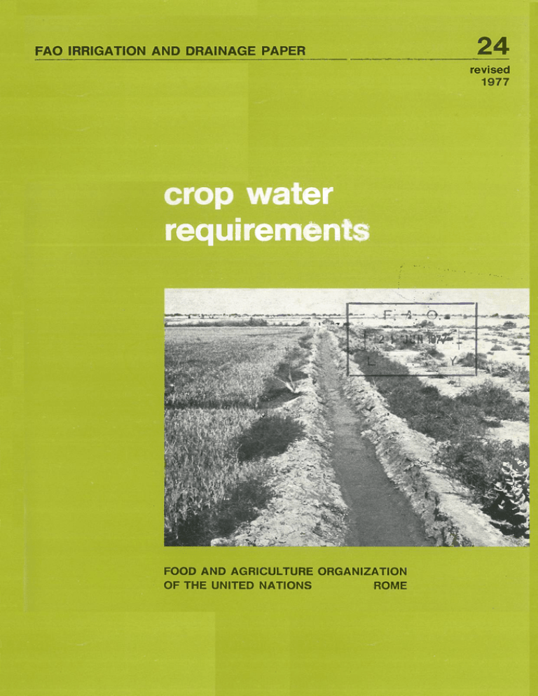 Guidelines for predicting crop water requirements