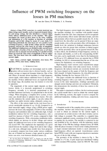 Influence of PWM switching frequency on the losses