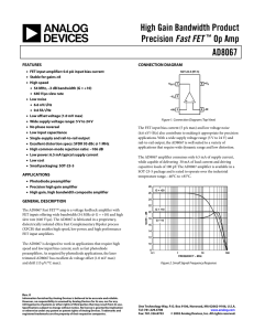 AD8067 High Gain Bandwidth Product Precision Fast FET™ Op