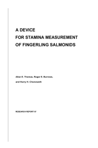 a device for stamina measurement of fingerling salmonids