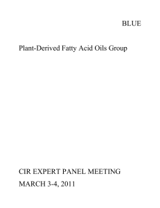 BLUE Plant-Derived Fatty Acid Oils Group CIR EXPERT PANEL
