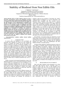 Stability of biodiesel from non edible oils