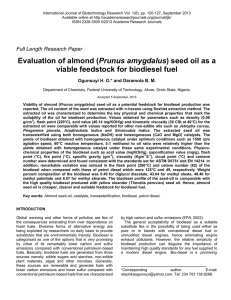 Evaluation of almond (Prunus amygdalus) seed oil as a viable