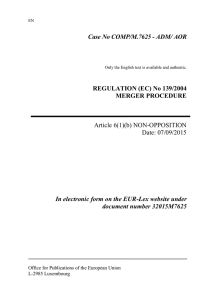 Case No COMP/M.7625 - ADM/ AOR REGULATION