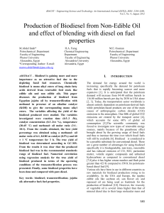 Production of Biodiesel from Non-Edible Oil and effect of blending