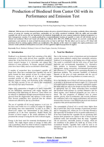 Production of Biodiesel from Castor Oil with its Performance and