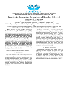 Feedstocks, Production, Properties and Blending Effect of
