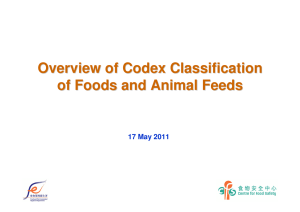 Overview of Codex Classification of Foods and Animal Feeds Part II