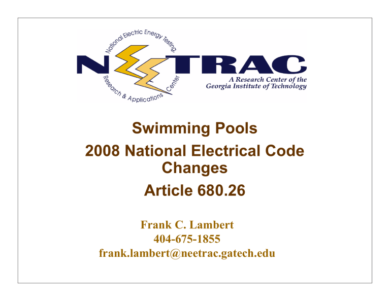 Swimming Pools 2008 National Electrical Code Changes Article