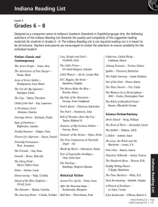 Grades 6 – 8 Indiana Reading List