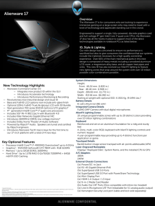 Alienware 17x Fact Sheet