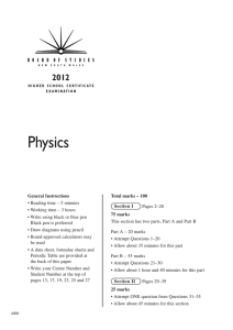 2012 HSC Exam - Physics