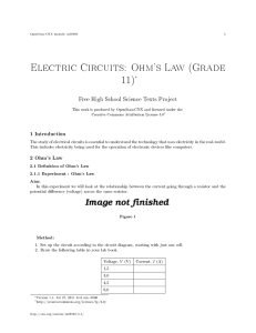 Electric Circuits: Ohm`s Law (Grade 11)