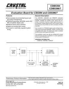 CDB5394 CDB5396/7 Evaluation Board for CS5394 and CS5396/7