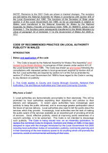 code of recommended practice on local authority publicity in wales