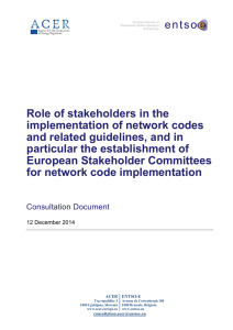 Role of stakeholders in the implementation of network codes and