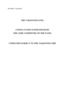 THE TAKEOVER PANEL CONSULTATION PAPER ISSUED BY THE