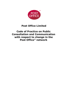 Post Office Limited Code of Practice on Public Consultation and