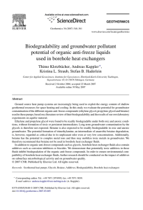 Biodegradability and groundwater pollutant potential of organic anti