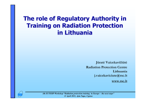 The role of Regulatory Authority in Training on Radiation Protection