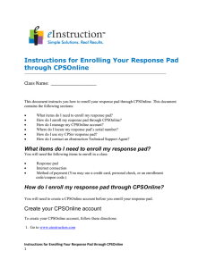 Instructions for Enrolling Your Response Pad through