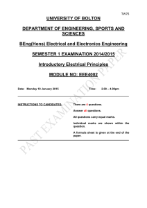 Electrical and Electronics Engineering SEMESTER 1