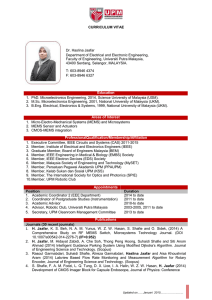 CURRICULUM VITAE Dr. Haslina Jaafar Department of Electrical
