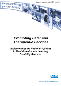 Promoting Safer and Therapeutic Services