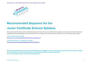 Recommended Sequence for the Junior Certificate Science Syllabus