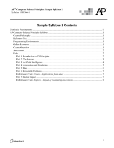 Computer Science Principles: Sample Syllabus 2