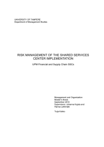 risk management of the shared services center implementation