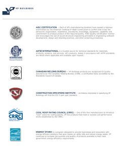 AISC CERTIFICATION — Each of VP`s manufacturing